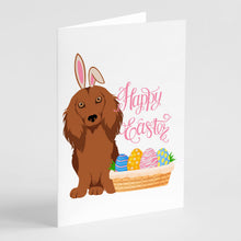 Load image into Gallery viewer, Longhair Red Dachshund Easter Greeting Cards -  Blank Note Cards – 8-Pack of Artist-Designed Cards with Envelopes