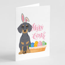 Load image into Gallery viewer, Blue and Tan Dachshund Easter Greeting Cards -  Blank Note Cards – 8-Pack of Artist-Designed Cards with Envelopes