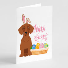 Load image into Gallery viewer, Red Dachshund Easter Greeting Cards -  Blank Note Cards – 8-Pack of Artist-Designed Cards with Envelopes