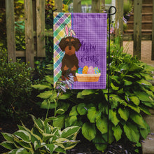 Load image into Gallery viewer, Wirehair Chocolate and Tan Dachshund Easter Garden Flag – Decorative Outdoor Yard Flag