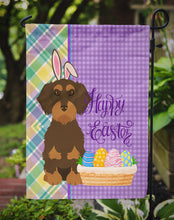 Load image into Gallery viewer, Wirehair Chocolate and Tan Dachshund Easter Garden Flag – Decorative Outdoor Yard Flag