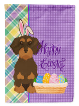 Load image into Gallery viewer, Wirehair Chocolate and Tan Dachshund Easter Garden Flag – Decorative Outdoor Yard Flag
