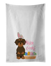 Load image into Gallery viewer, Wirehair Chocolate and Tan Dachshund Easter White Kitchen Towel Set of 2 Dish Towels