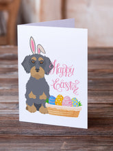 Load image into Gallery viewer, Wirehair Blue and Tan Dachshund Easter Greeting Cards -  Blank Note Cards – 8-Pack of Artist-Designed Cards with Envelopes