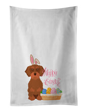 Load image into Gallery viewer, Wirehair Red Dachshund Easter White Kitchen Towel Set of 2 Dish Towels