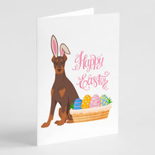 Load image into Gallery viewer, Red and Tan Doberman Pinscher Easter Greeting Cards -  Blank Note Cards – 8-Pack of Artist-Designed Cards with Envelopes