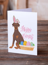 Load image into Gallery viewer, Natural Ear Red and Tan Doberman Pinscher Easter Greeting Cards -  Blank Note Cards – 8-Pack of Artist-Designed Cards with Envelopes