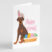 Load image into Gallery viewer, Natural Ear Red and Tan Doberman Pinscher Easter Greeting Cards -  Blank Note Cards – 8-Pack of Artist-Designed Cards with Envelopes