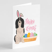 Load image into Gallery viewer, Black English Springer Spaniel Easter Greeting Cards -  Blank Note Cards – 8-Pack of Artist-Designed Cards with Envelopes