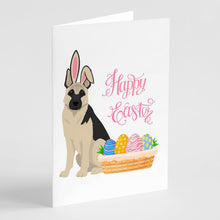 Load image into Gallery viewer, Black and Silver German Shepherd Easter Greeting Cards -  Blank Note Cards – 8-Pack of Artist-Designed Cards with Envelopes