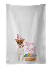 Load image into Gallery viewer, Brown White Smooth Jack Russell Terrier Easter White Kitchen Towel Set of 2 Dish Towels
