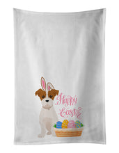 Load image into Gallery viewer, Brown White Wirehair Jack Russell Terrier Easter White Kitchen Towel Set of 2 Dish Towels