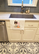 Load image into Gallery viewer, Tricolor Papillon Easter White Kitchen Towel Set of 2 Dish Towels