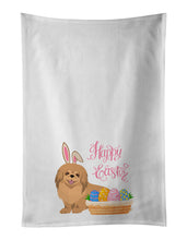 Load image into Gallery viewer, Gold Pekingese Easter White Kitchen Towel Set of 2 Dish Towels