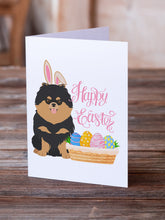 Load image into Gallery viewer, Black and Tan Pomeranian Easter Greeting Cards -  Blank Note Cards – 8-Pack of Artist-Designed Cards with Envelopes