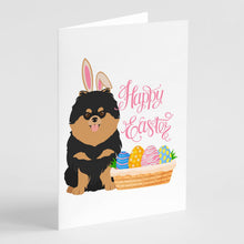 Load image into Gallery viewer, Black and Tan Pomeranian Easter Greeting Cards -  Blank Note Cards – 8-Pack of Artist-Designed Cards with Envelopes
