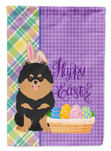 Load image into Gallery viewer, Black and Tan Pomeranian Easter Garden Flag – Decorative Outdoor Yard Flag