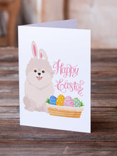 Load image into Gallery viewer, White Pomeranian Easter Greeting Cards -  Blank Note Cards – 8-Pack of Artist-Designed Cards with Envelopes