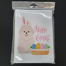 Load image into Gallery viewer, White Pomeranian Easter Greeting Cards -  Blank Note Cards – 8-Pack of Artist-Designed Cards with Envelopes