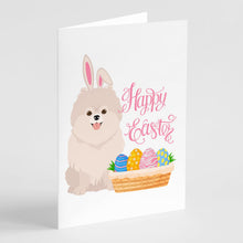 Load image into Gallery viewer, White Pomeranian Easter Greeting Cards -  Blank Note Cards – 8-Pack of Artist-Designed Cards with Envelopes
