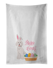 Load image into Gallery viewer, Standard White Poodle Easter White Kitchen Towel Set of 2 Dish Towels