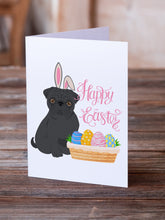Load image into Gallery viewer, Black Pug Easter Greeting Cards -  Blank Note Cards – 8-Pack of Artist-Designed Cards with Envelopes