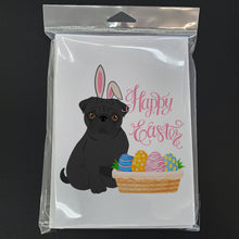 Load image into Gallery viewer, Black Pug Easter Greeting Cards -  Blank Note Cards – 8-Pack of Artist-Designed Cards with Envelopes