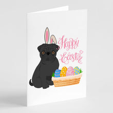 Load image into Gallery viewer, Black Pug Easter Greeting Cards -  Blank Note Cards – 8-Pack of Artist-Designed Cards with Envelopes