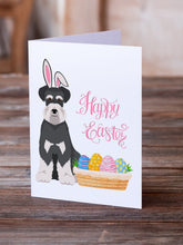 Load image into Gallery viewer, Black and Silver Natural Ears Schnauzer Easter Greeting Cards -  Blank Note Cards – 8-Pack of Artist-Designed Cards with Envelopes