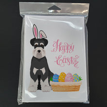 Load image into Gallery viewer, Black and Silver Natural Ears Schnauzer Easter Greeting Cards -  Blank Note Cards – 8-Pack of Artist-Designed Cards with Envelopes