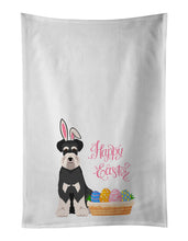 Load image into Gallery viewer, Black and Silver Natural Ears Schnauzer Easter White Kitchen Towel Set of 2 Dish Towels