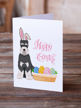 Load image into Gallery viewer, Black and Silver Schnauzer Easter Greeting Cards -  Blank Note Cards – 8-Pack of Artist-Designed Cards with Envelopes