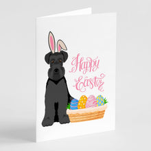 Load image into Gallery viewer, Black Natural Ears Schnauzer Easter Greeting Cards -  Blank Note Cards – 8-Pack of Artist-Designed Cards with Envelopes