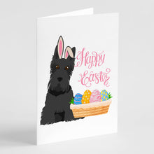 Load image into Gallery viewer, Black Scottish Terrier Easter Greeting Cards -  Blank Note Cards – 8-Pack of Artist-Designed Cards with Envelopes