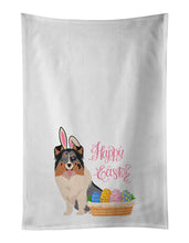 Load image into Gallery viewer, Blue Merle Sheltie Easter White Kitchen Towel Set of 2 Dish Towels
