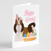 Load image into Gallery viewer, Red and White Shih Tzu Easter Greeting Cards -  Blank Note Cards – 8-Pack of Artist-Designed Cards with Envelopes