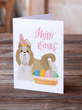 Load image into Gallery viewer, Gold and White Shih Tzu Easter Greeting Cards -  Blank Note Cards – 8-Pack of Artist-Designed Cards with Envelopes