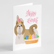 Load image into Gallery viewer, Gold and White Shih Tzu Easter Greeting Cards -  Blank Note Cards – 8-Pack of Artist-Designed Cards with Envelopes