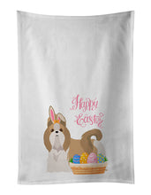 Load image into Gallery viewer, Gold and White Shih Tzu Easter White Kitchen Towel Set of 2 Dish Towels