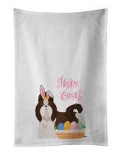 Load image into Gallery viewer, Liver and White Shih Tzu Easter White Kitchen Towel Set of 2 Dish Towels