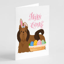 Load image into Gallery viewer, Red Shih Tzu Easter Greeting Cards -  Blank Note Cards – 8-Pack of Artist-Designed Cards with Envelopes