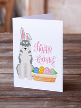 Load image into Gallery viewer, Grey Siberian Husky Easter Greeting Cards -  Blank Note Cards – 8-Pack of Artist-Designed Cards with Envelopes