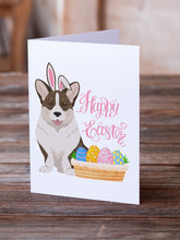 Load image into Gallery viewer, Brindle Cardigan Corgi Easter Greeting Cards -  Blank Note Cards – 8-Pack of Artist-Designed Cards with Envelopes