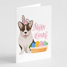 Load image into Gallery viewer, Brindle Cardigan Corgi Easter Greeting Cards -  Blank Note Cards – 8-Pack of Artist-Designed Cards with Envelopes