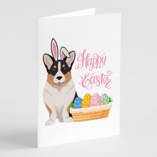 Load image into Gallery viewer, Tricolor Cardigan Corgi Easter Greeting Cards -  Blank Note Cards – 8-Pack of Artist-Designed Cards with Envelopes