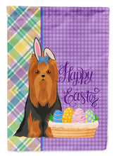 Load image into Gallery viewer, Black and Tan Full Coat Yorkshire Terrier Easter Garden Flag – Decorative Outdoor Yard Flag