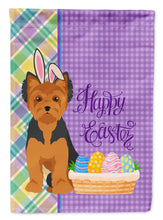 Load image into Gallery viewer, Black and Tan Puppy Cut Yorkshire Terrier Easter Garden Flag – Decorative Outdoor Yard Flag