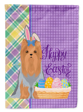 Load image into Gallery viewer, Blue and Tan Full Coat Yorkshire Terrier Easter Garden Flag – Decorative Outdoor Yard Flag