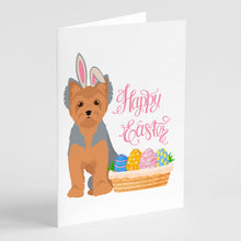Load image into Gallery viewer, Blue and Tan Puppy Cut Yorkshire Terrier Easter Greeting Cards -  Blank Note Cards – 8-Pack of Artist-Designed Cards with Envelopes