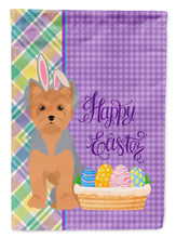 Load image into Gallery viewer, Blue and Tan Puppy Cut Yorkshire Terrier Easter Garden Flag – Decorative Outdoor Yard Flag
